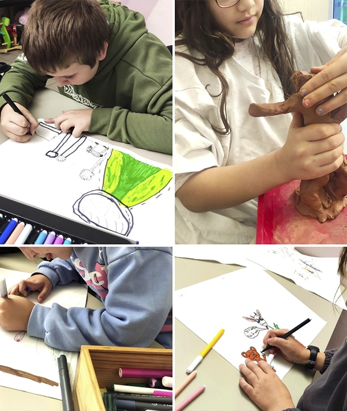 Ateliers divers : bonhomme en argile, dessin, etc...
